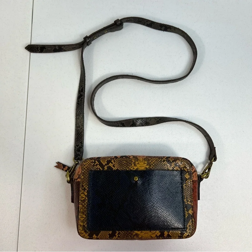 Madewell The Transport Camera Bag Colorblock Snake‎ Embossed Edition Rusted Tin